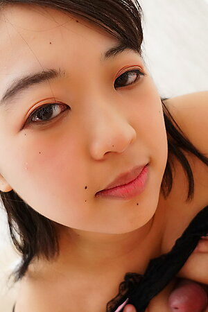 Chubby Riho Machida uses her little tongue to lick our cock