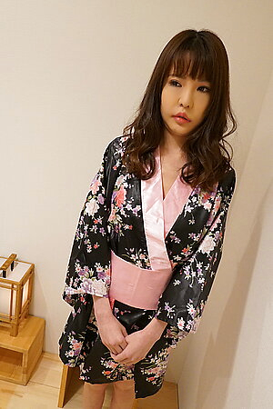 Aya masturbates herself in her sexy kimono before our fuck
